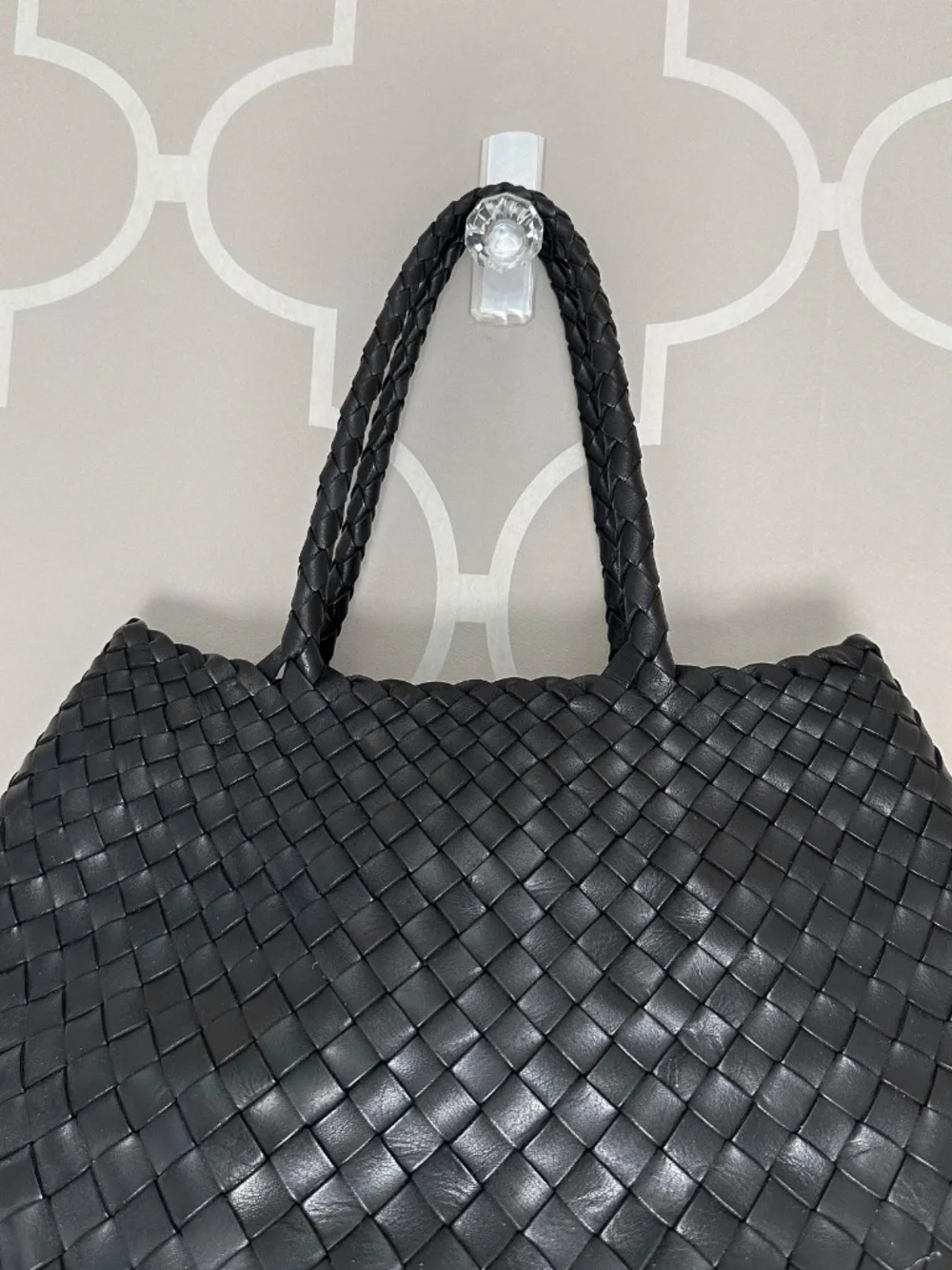 NWOT Dragon Diffusion Santa Croce Big Black Woven Leather Handbag